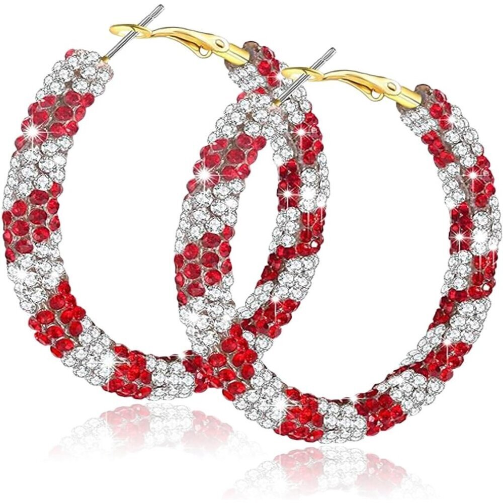 Crystal Hoop Earrings Resin Rhinestone Bohemian Style for Women Gift